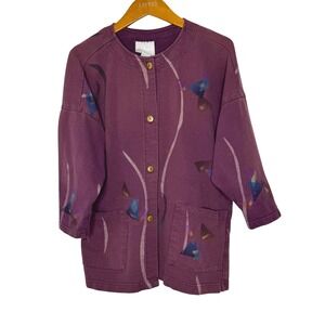 Vintage Play alegre purple hand painted button front‎ jacket One Size